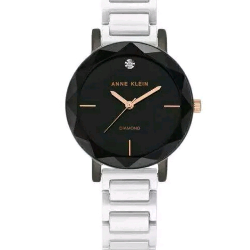 Anne Klein white Watch, black dial.